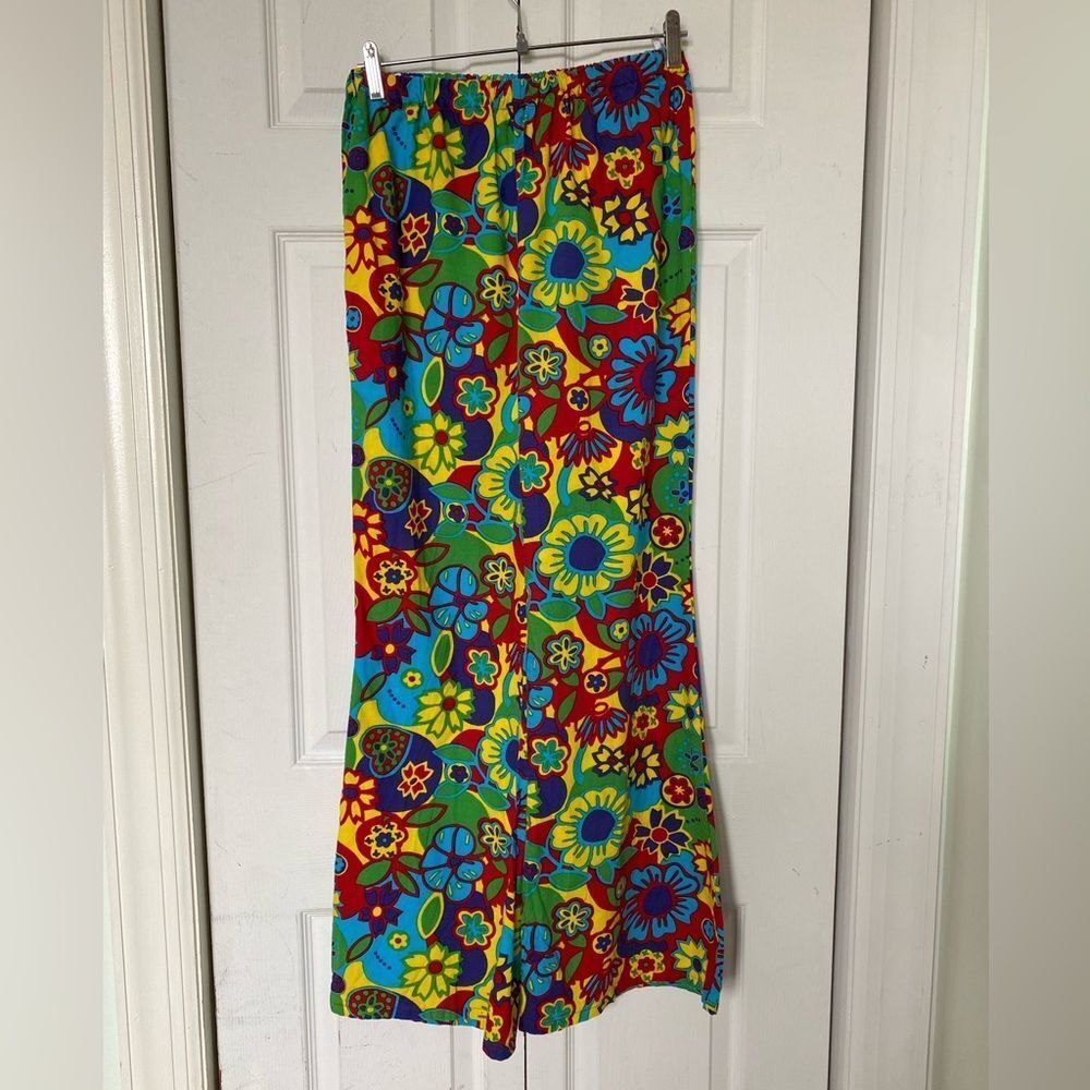 90s Does 70s Flower Power Funky Wide Legged Pants by Funny Fashion Brand